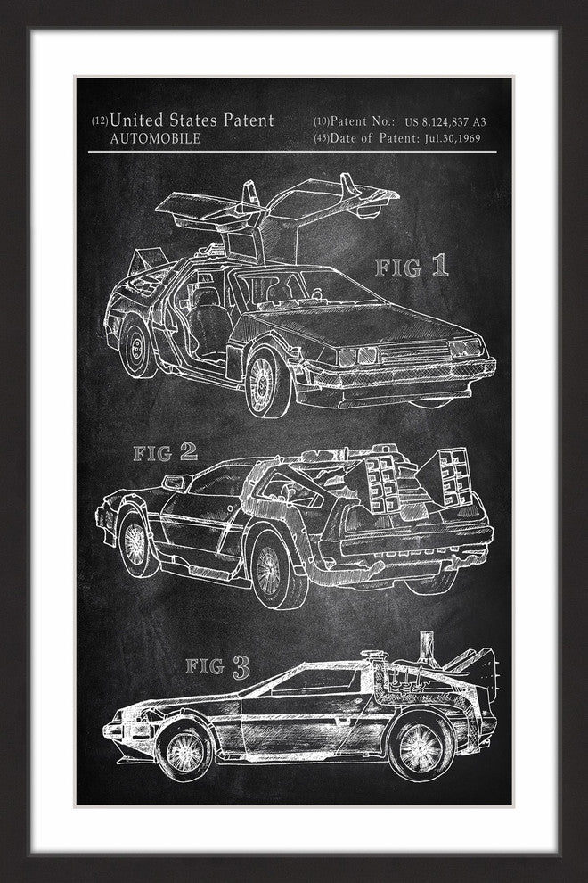 "Back to the Future Car" Framed Painting Print, 16"x24"