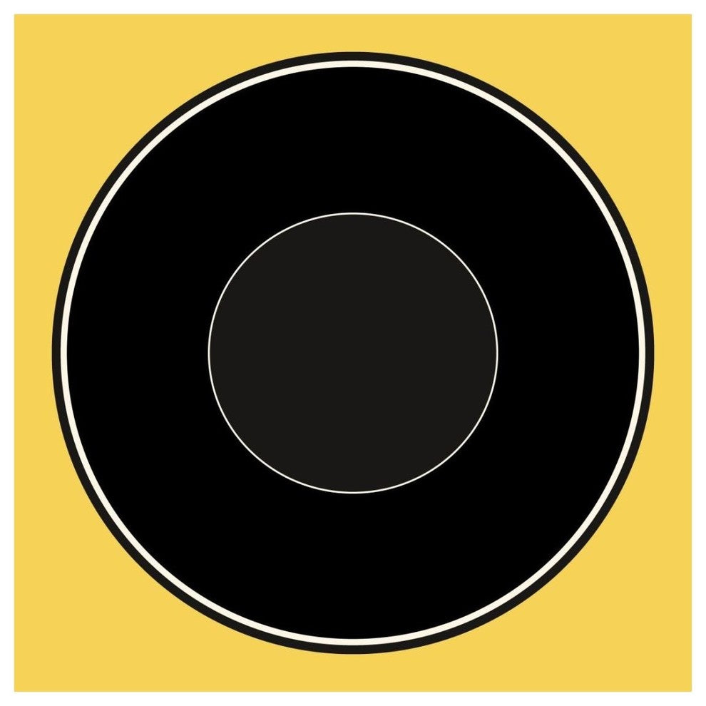 "Mealtime: Black on Yellow - Plate" Digital Paper Print by BG.Studio, 26"x26"