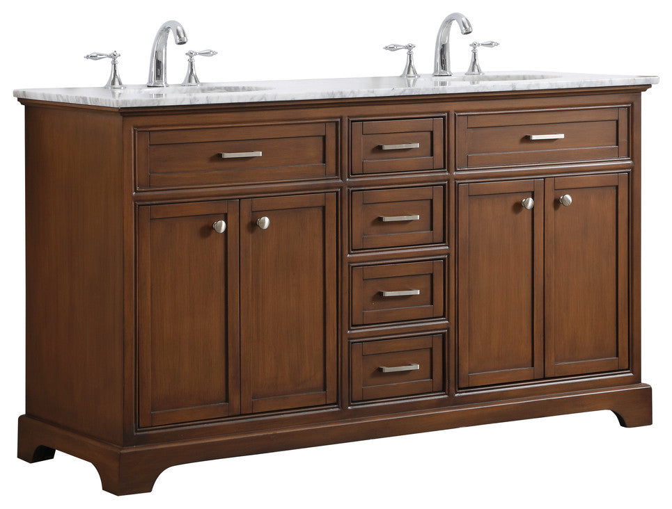 Home Living 60" Double Bathroom Vanity Set, Teak