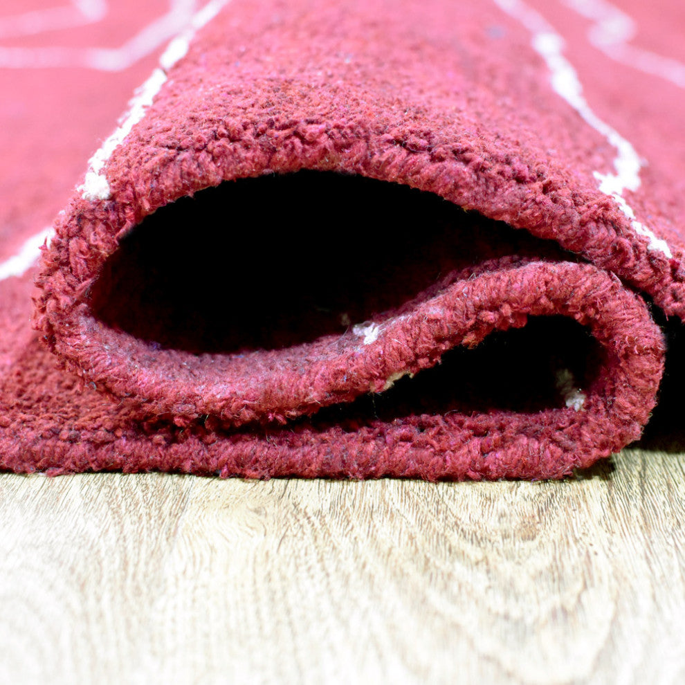 HAND KNOTTED LOOM SILK ECO-FRIENDLY RUGS-6'x9',Rectangle,Red White,Contemporary