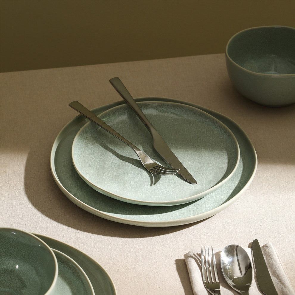 Stone Lain Mirella Stoneware 24-Piece Dinnerware Set, Light Green