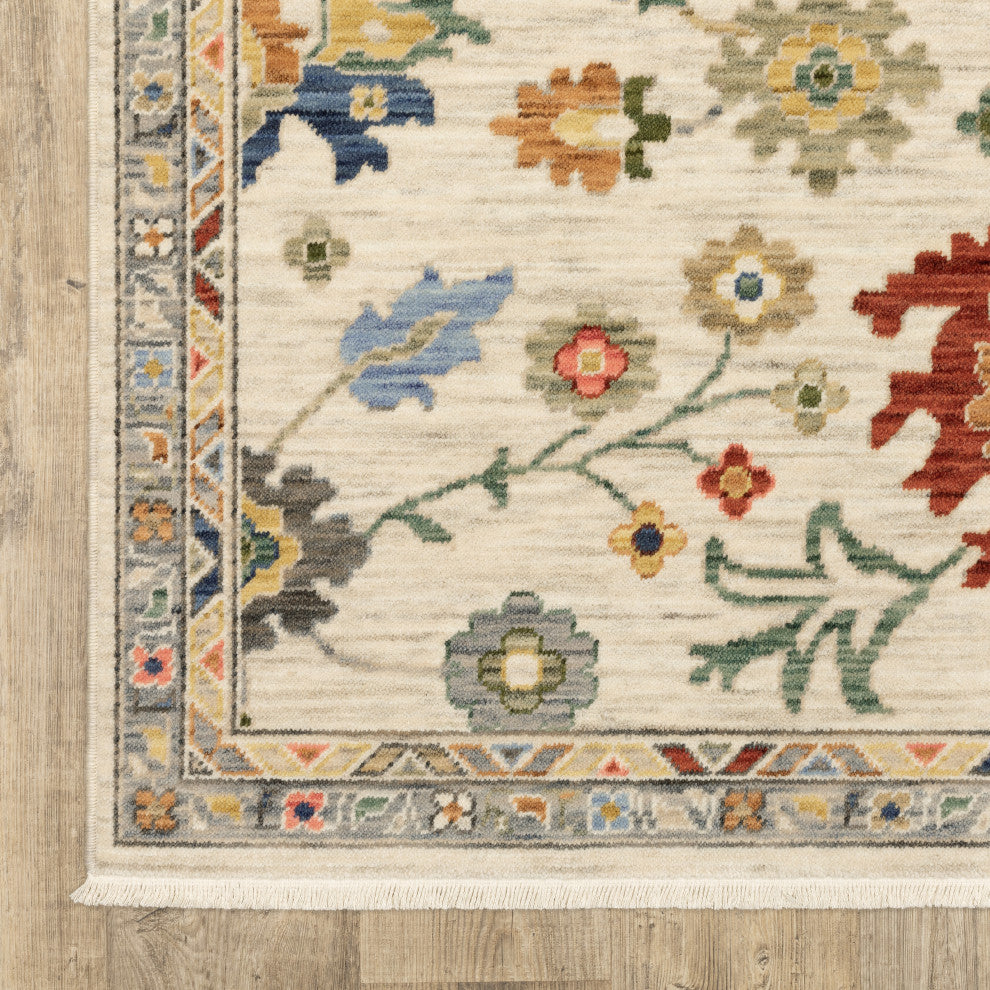 Leoness Vintage Traditional Ivory/ Multi Area Rug, 2' x 6'
