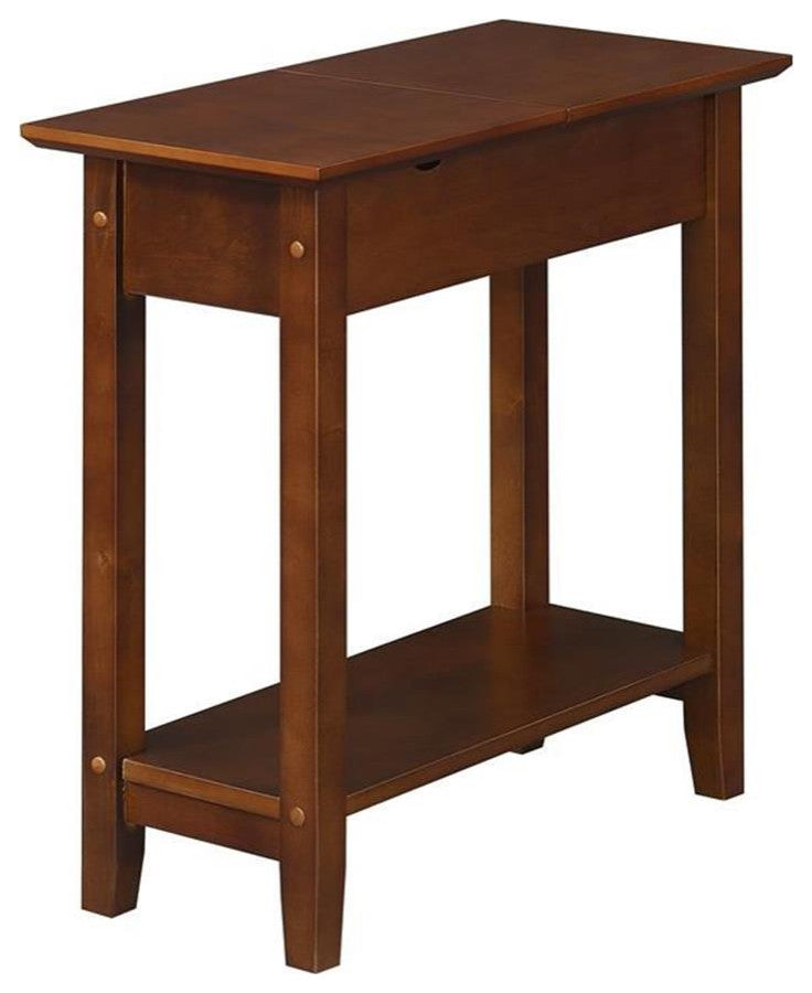 American Heritage Flip-Top End Table with Charging Station in Espresso Wood
