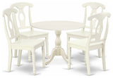 5 Pc Dining Set, 1 Drop Leaves Dining Table, 4 Linen White Chairs, Linen White
