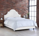 Taylor Nail Button High Arch Notched Bed, Velvet White, Queen