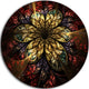 Fractal Flower Yellow Red Digital Art, Flower Disc Metal Artwork, 36"