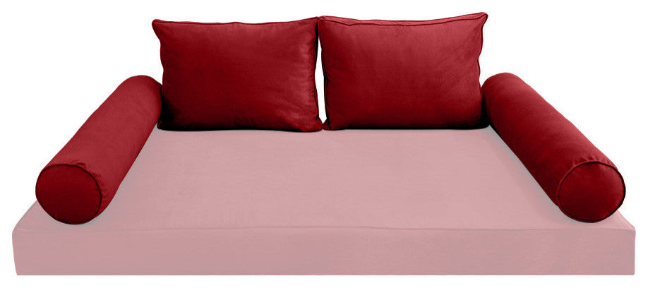 STYLE V1 Full Velvet Pipe Trim Indoor Daybed Bolster Pillow |COVER ONLY| AD369