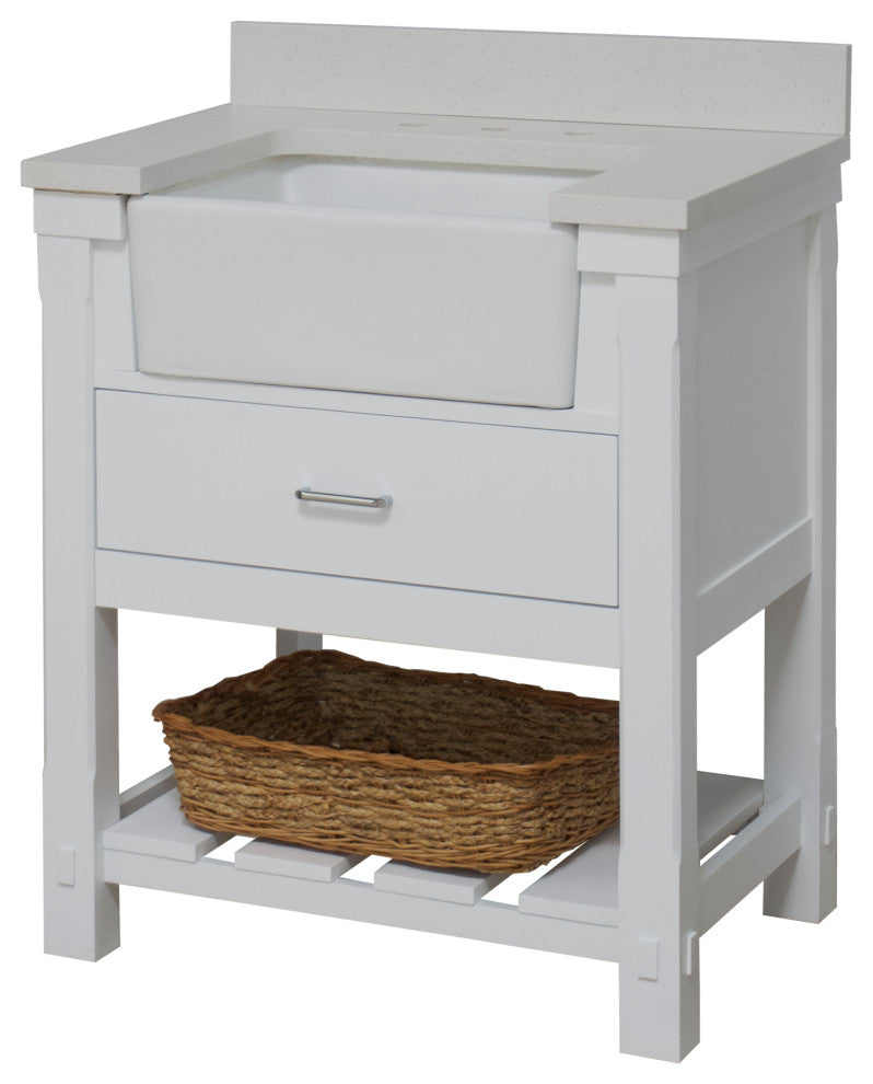 Charlotte 30" Bathroom Vanity, White, Quartz