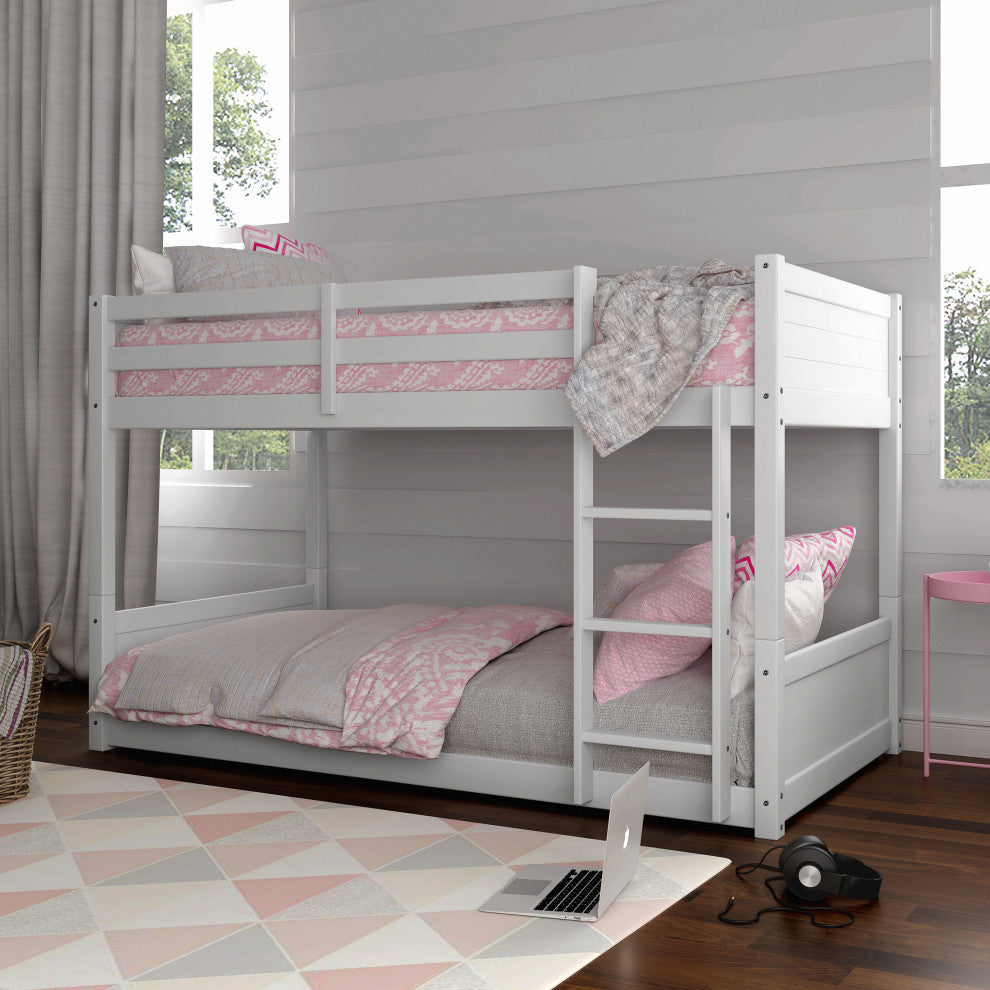 Hillsdale Capri Wood Twin Over Twin Size Floor Bunk Bed with Ladder