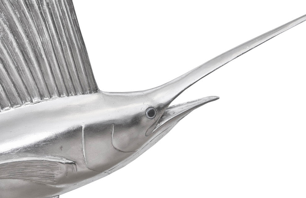 Sail Fish Wall Sculpture, Silver Leaf