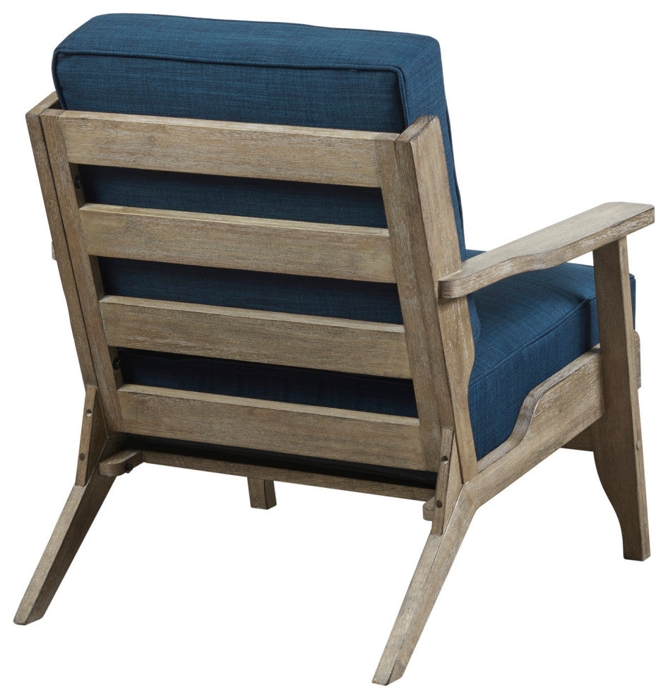 INK+IVY Malibu Reclaimed Wood Farmhouse Accent Chair, Navy Blue
