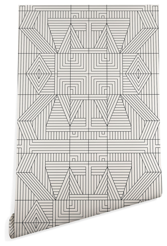 Deny Designs Holli Zollinger Line Mandala Wallpaper, Black, 2'x4'