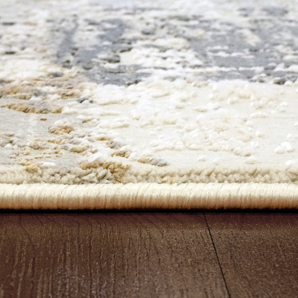 Quartz Ivory And Gray Area Rug, 5.3'x7.7'