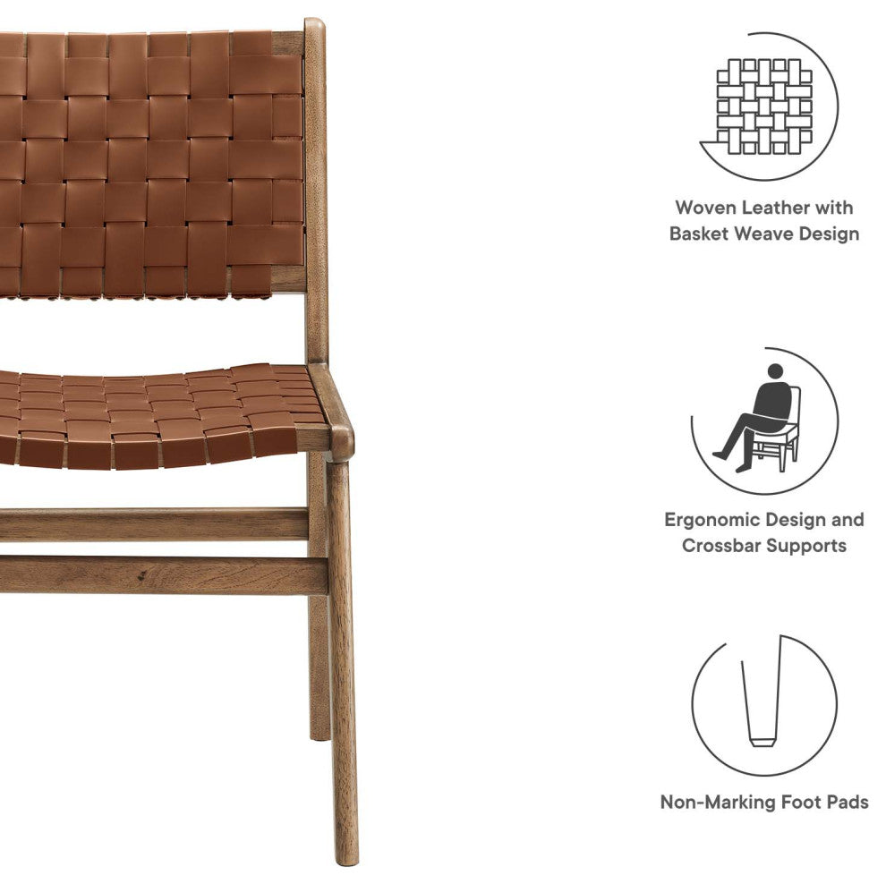 Saoirse Faux Leather Wood Dining Side Chair - Set of 2 - Walnut Brown