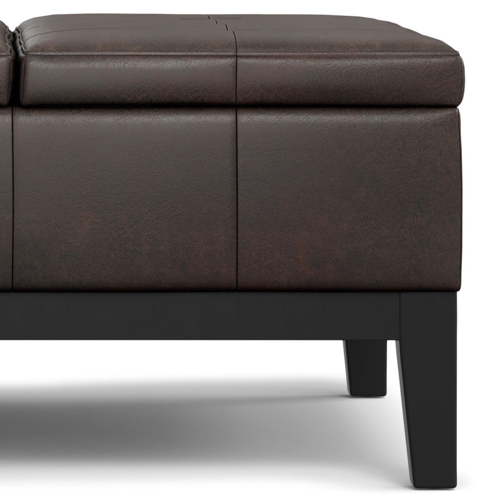 Dover Lift Top Coffee Table Storage Ottoman, Distressed Brown