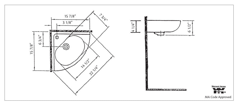 Cheviot Products Wall-Mount Corner Sink