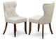 Set Of 2, Kitchen Chair, Mahogany Wood Frame, Doeskin Seat, Button Tufted Back