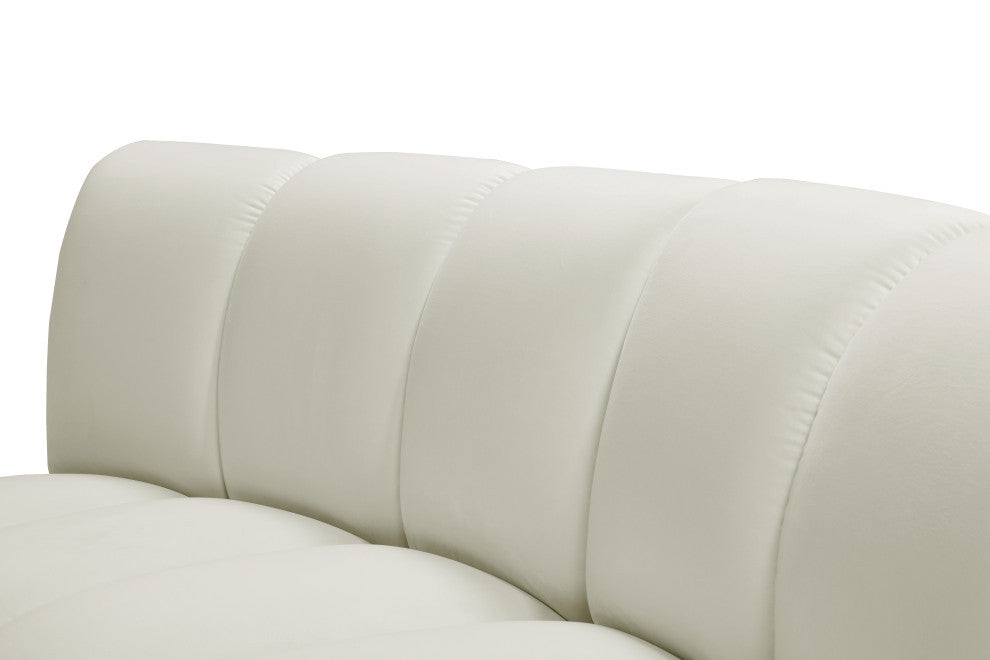 Infinity Channel Tufted Velvet Modular Chair, Cream, 6 Piece