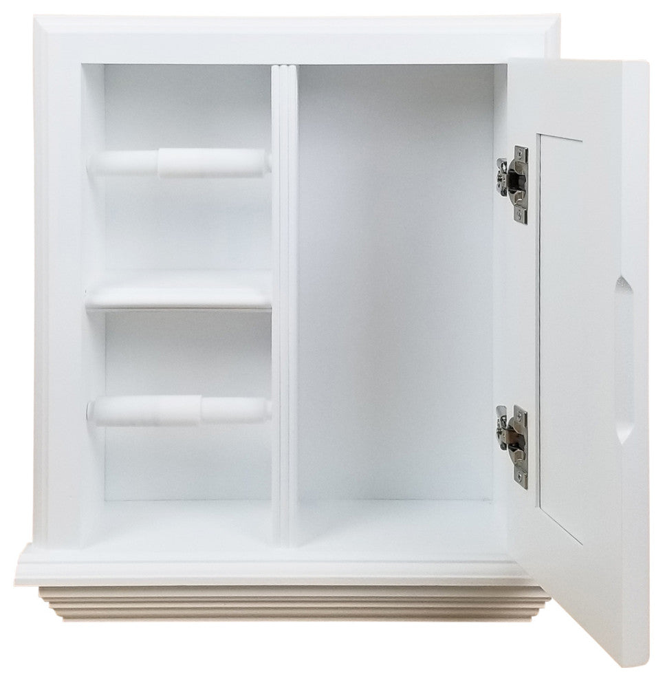 Hyacinth Wood Recessed Double Toilet Paper Holder With Cabinet 14x16.25, White Enamel
