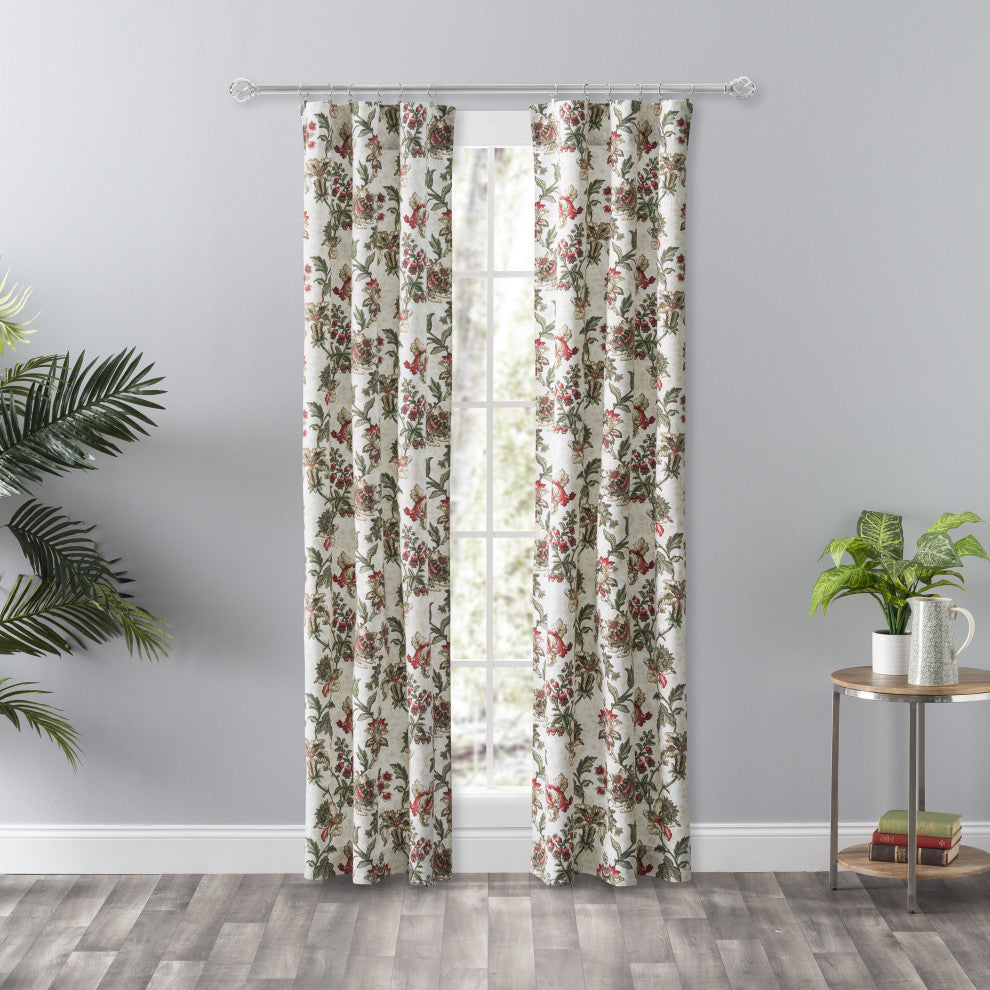Madison Floral Tailored Panel Pair, Brick, 56"x84"