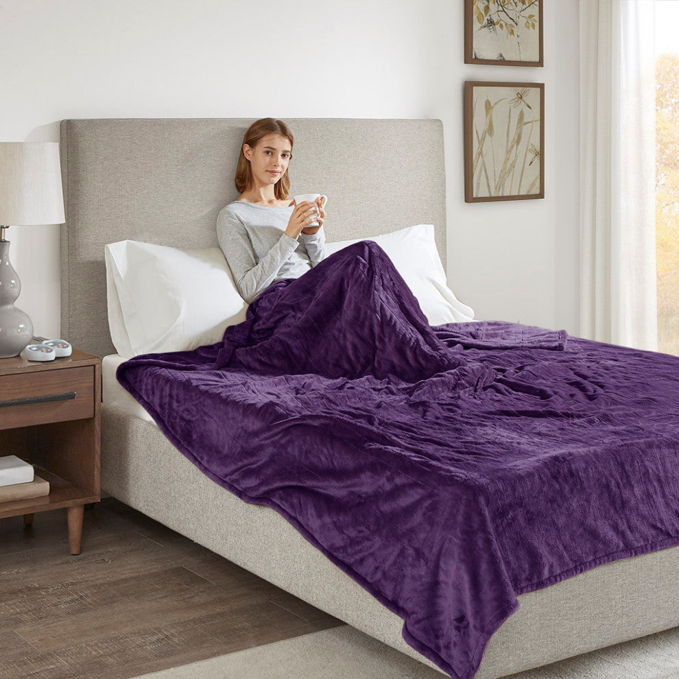 Beautyrest Heated Plush Plush Heated Blanket, Purple
