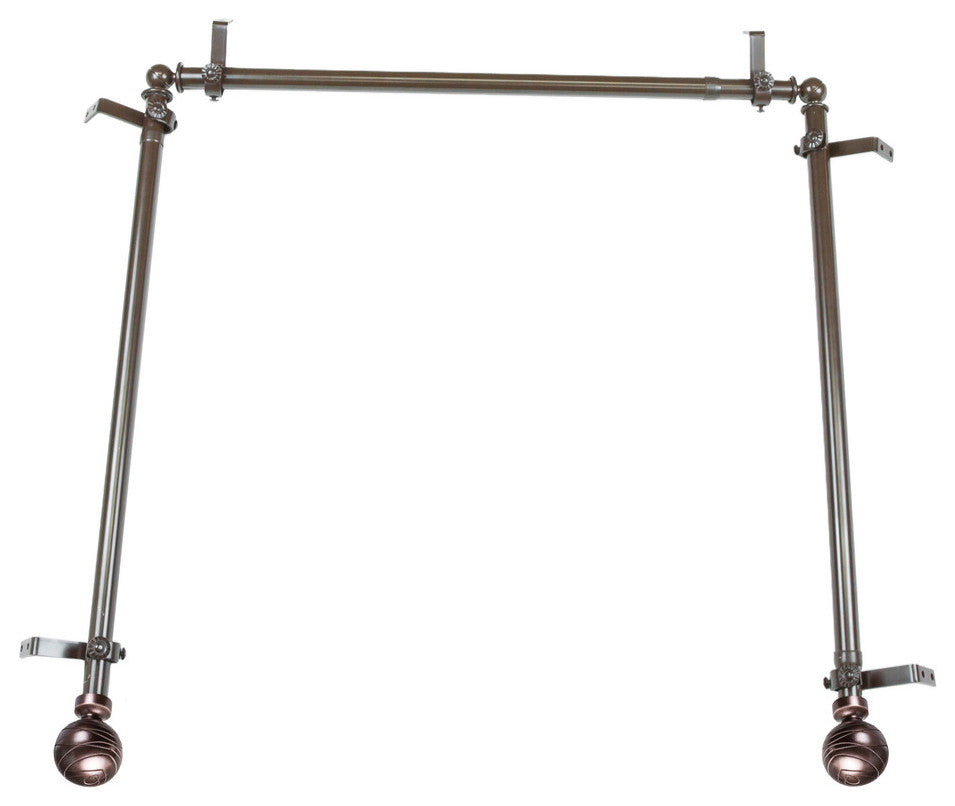 Andre Multi Angle Ceiling Rod 66-120 inch, Cocoa, Three Sided