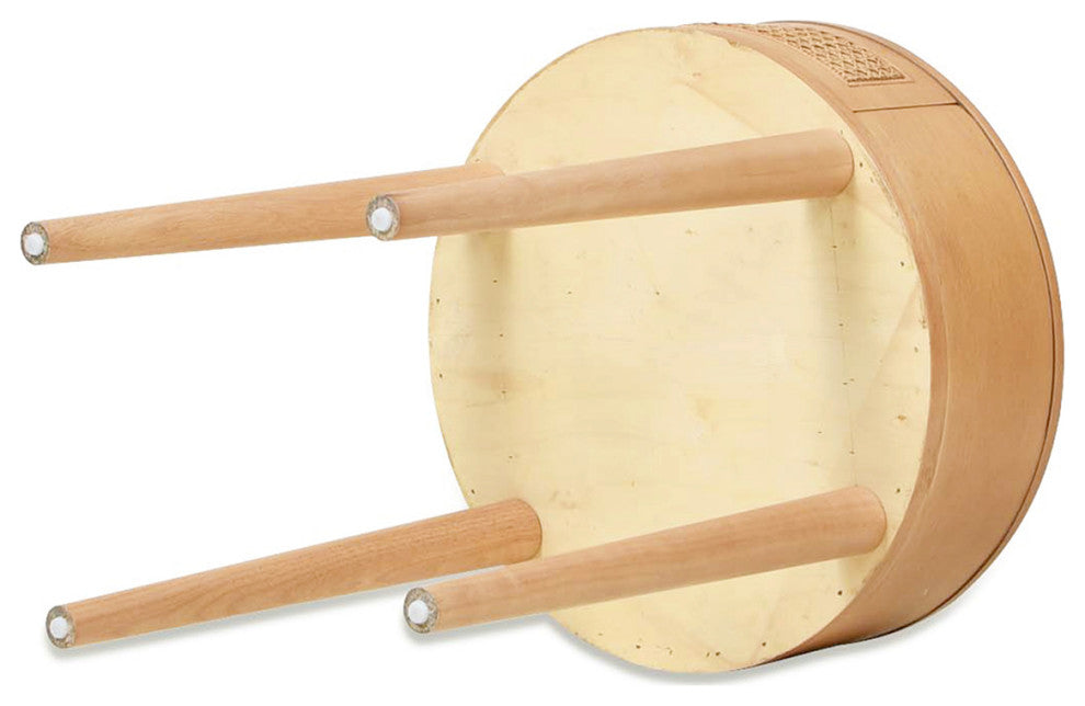 Cabana 18" Round Cane Rattan Storage Side Table, Natural Brown