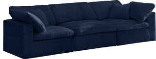 Cozy Velvet Upholstered Comfort 3-Piece Modular Sofa, Navy