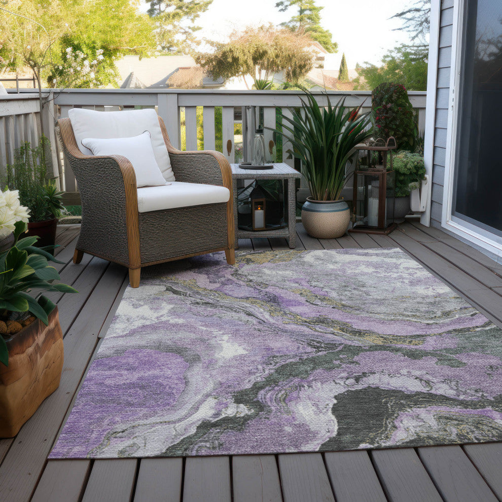 Machine Washable Indoor/Outdoor Chantille ACN1908 Violet 9' x 12' Rug