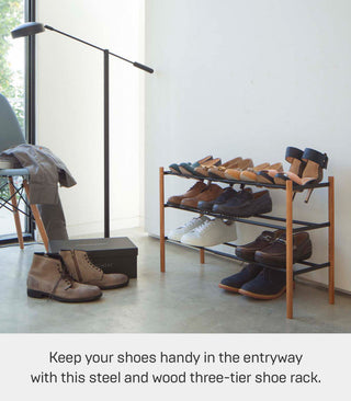 Plain Expandable 3-Tier Shoe Rack, Black