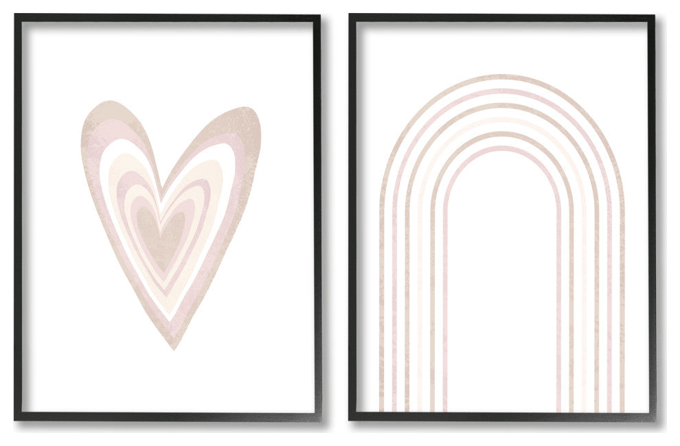 Kid's Heart Rainbow Stripped Patterns Soft Neutral Pink,16 x 20