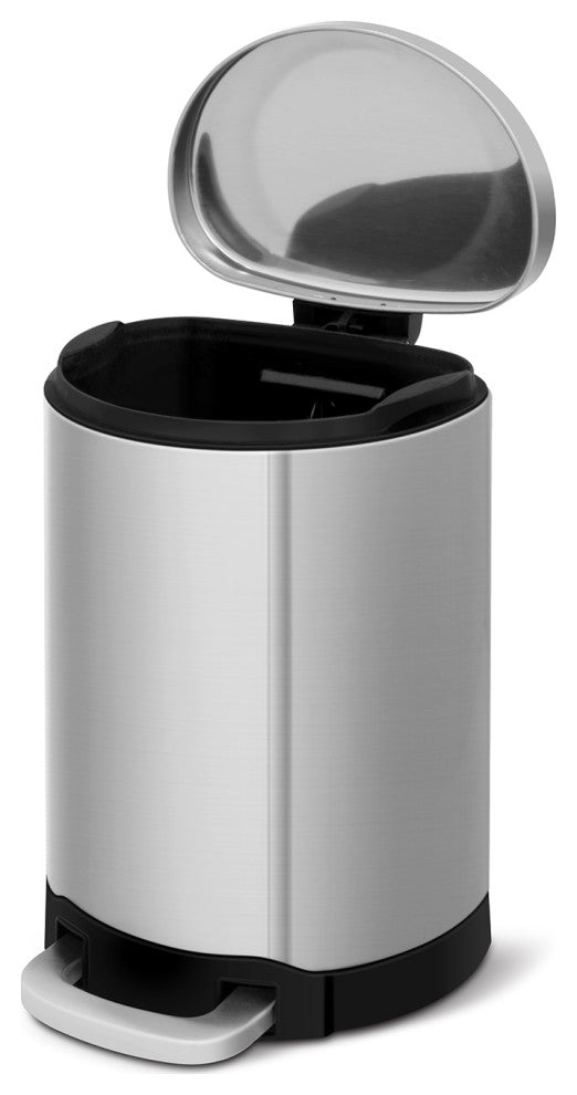40-Liter Fingerprint Free Brushed Stainless Steel Semi-Round Step-On Trash Can
