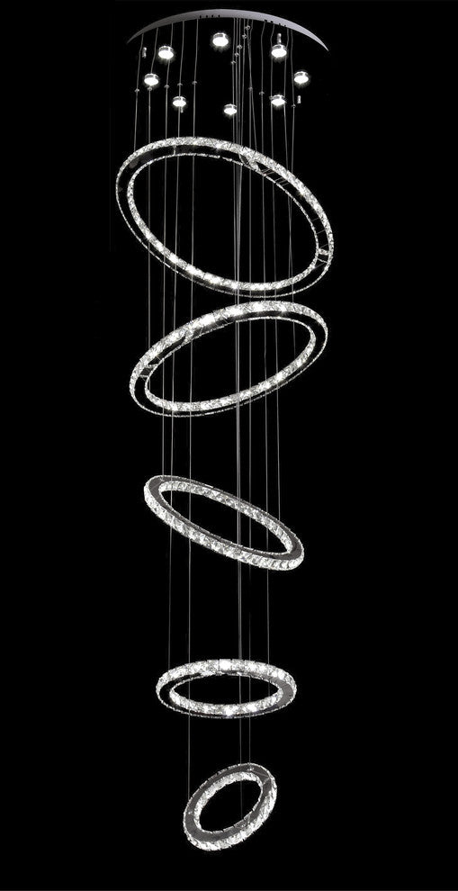 Circular LED Clear Crystal Ring Light Fixture and Chrome Frame