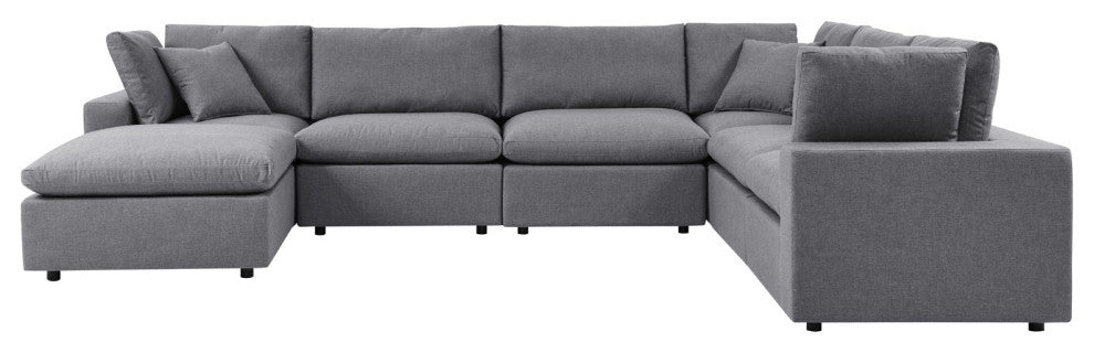 Modular Lounge Sectional Deep Sofa Set, Sunbrella, Gray, Modern, Outdoor