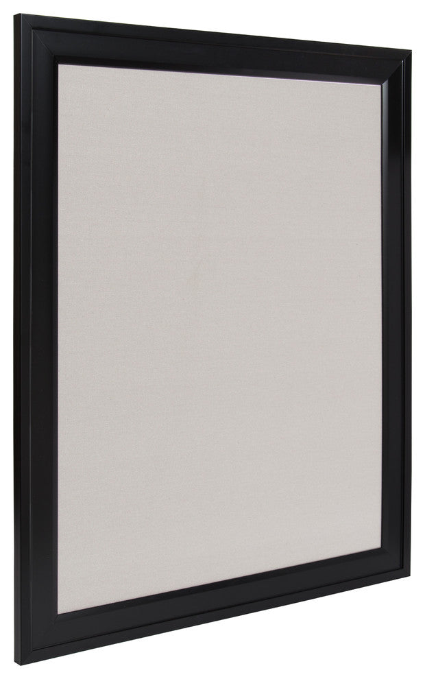 Bosc Framed Gray Linen Fabric Pinboard, Black 23.5X29.5