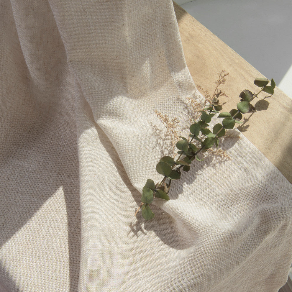 Faux Linen Blend Curtain Panel, Set of 2, Flax, 52"w X 96"l