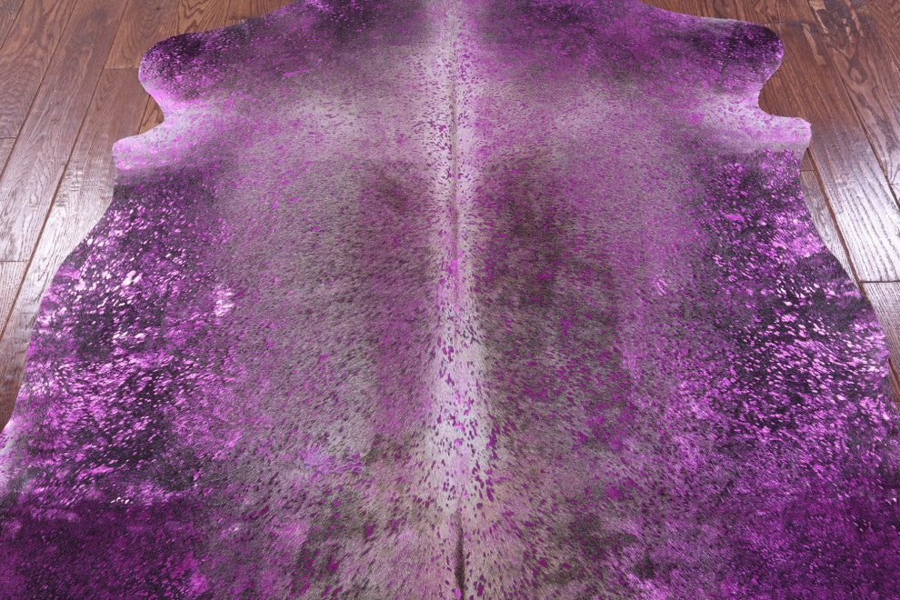 6' 10" X 6' 5" Pink Metallic Cowhide Rug C2134