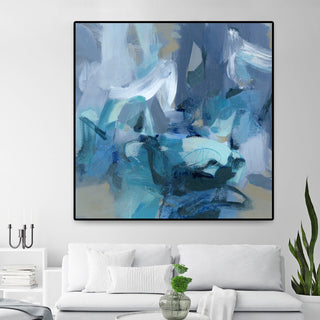 "Abstract Blues II" Oversized Framed Canvas, 45" x 45"