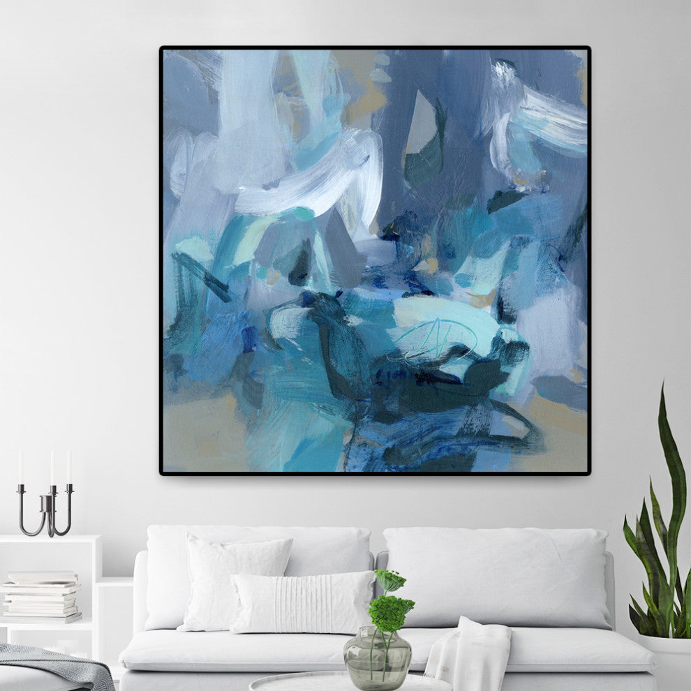 "Abstract Blues II" Oversized Framed Canvas, 45" x 45"