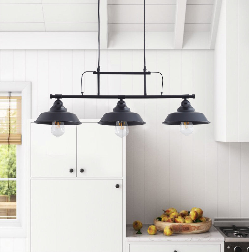 Industrial Black 3-Light Bell Shape Ceiling Pendant Lighting