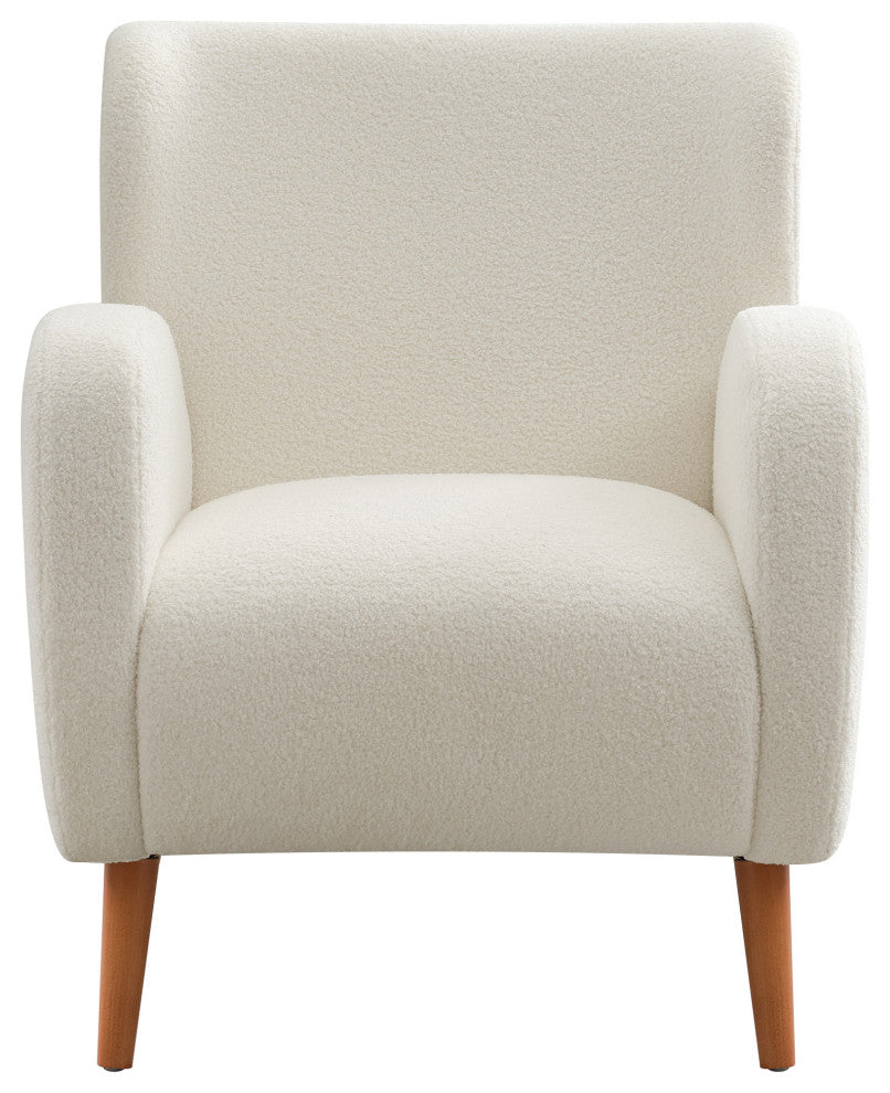 GDF Studio Modern Wingback Fabric Lounge Chair With Wood Legs, Beige