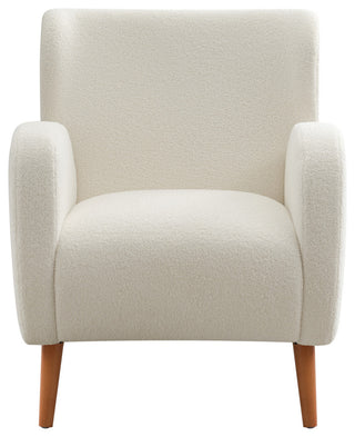 GDF Studio Modern Wingback Fabric Lounge Chair With Wood Legs, Beige