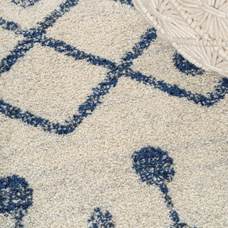 Aksil Moroccan Beni Souk Area Rug, Cream/Navy, 3 Ft. X 5 Ft.