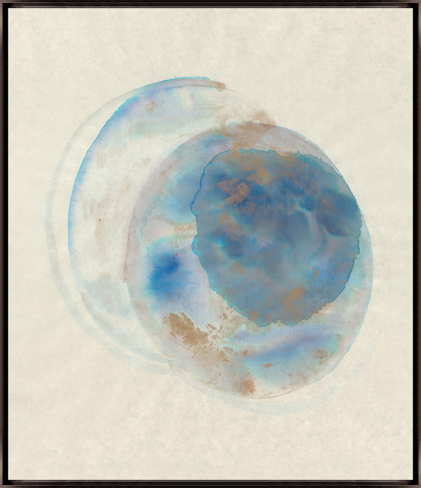 30x35 Mavi Daire I, Framed Artwork, Espresso