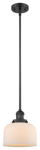 1-Light Large Bell 8" Pendant, Matte Black, Glass: Matte White Cased