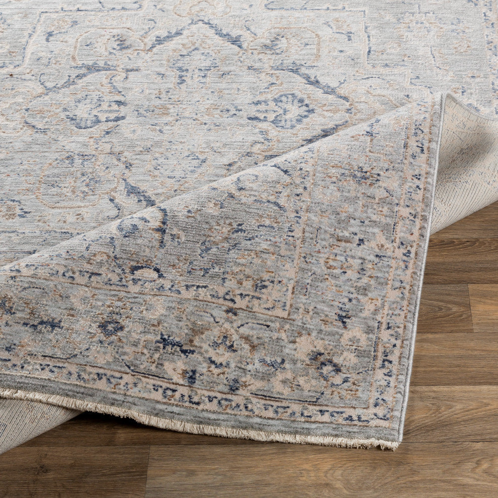 Surya Palazzo PZL-2300 3'3"x10' Rug, Taupe/Denim/Navy/Cream/White/Blush