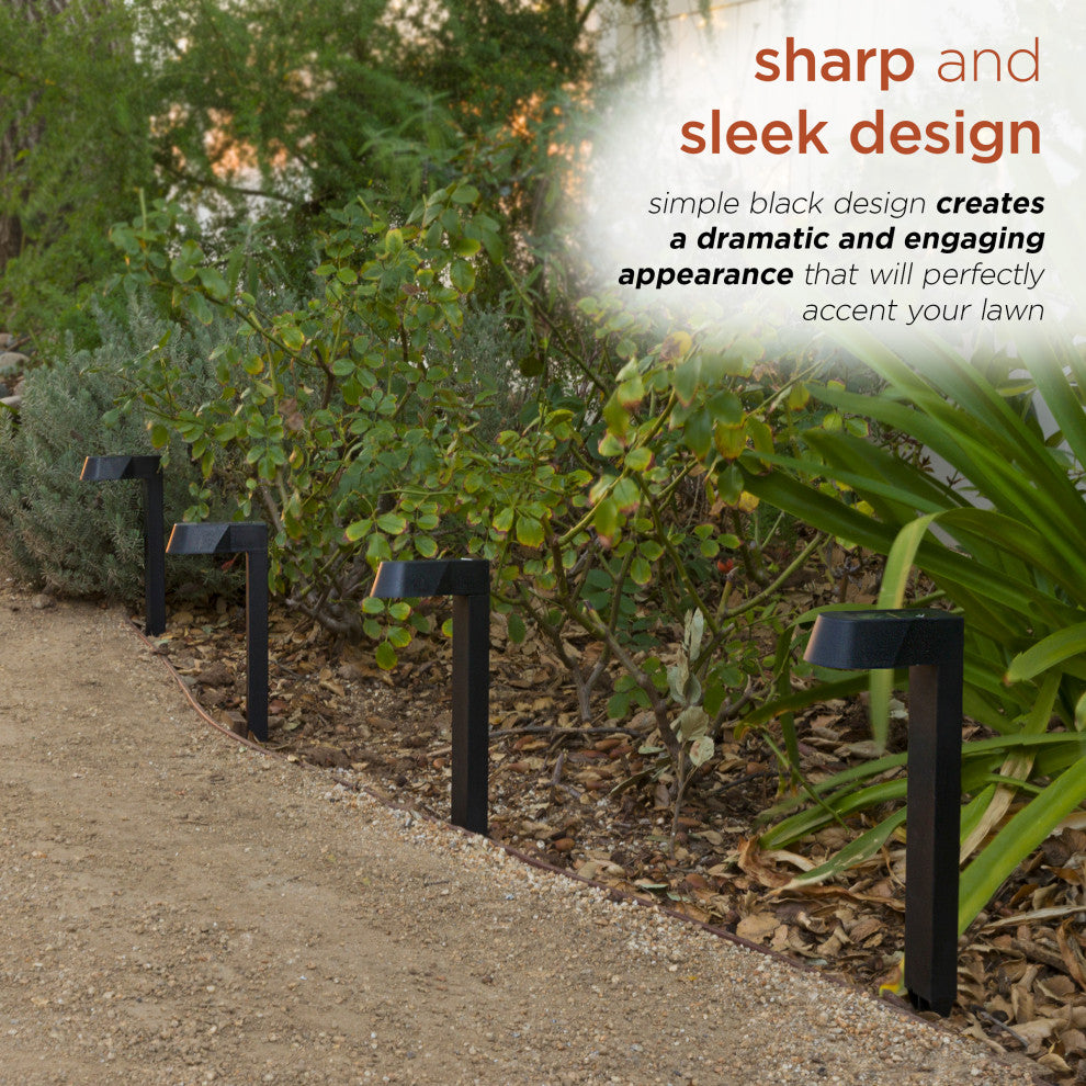 Solar Black Modern Pathway LED Light Set of 4