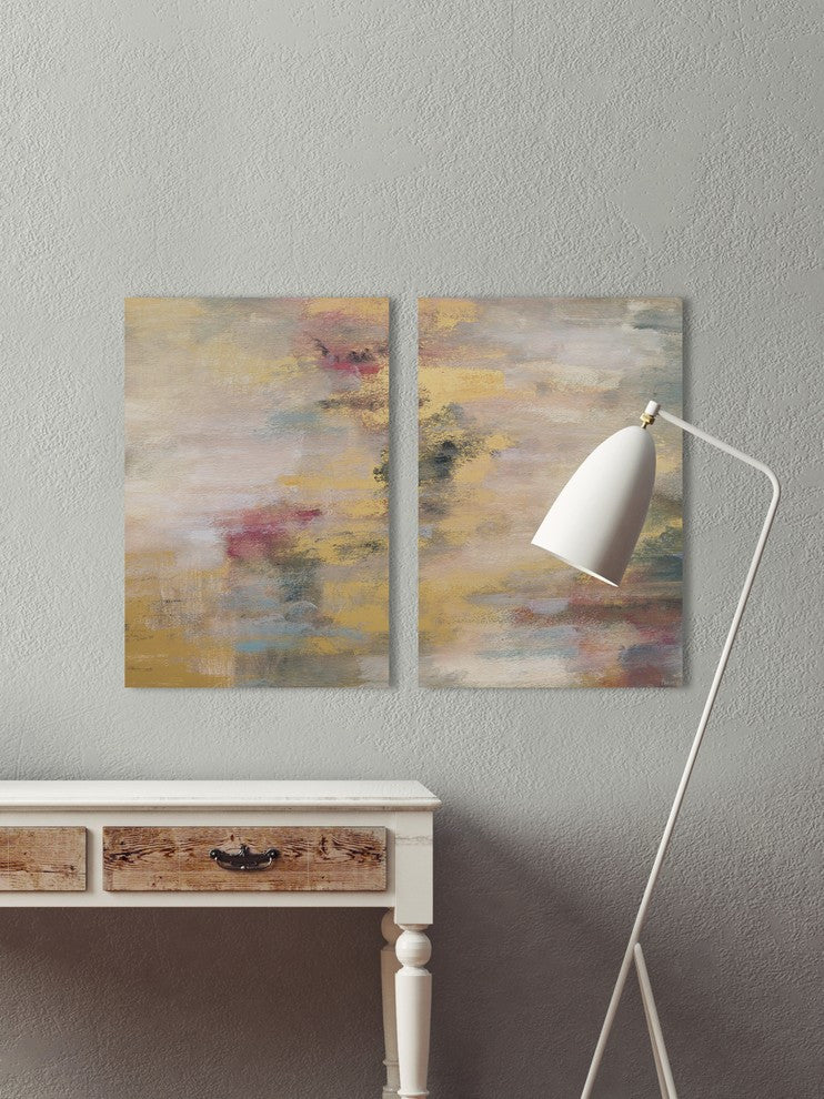 Yellow Streaks Diptych, 48"x36"