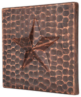 Hammered Copper Star Tile, 4"x4", Set of 4