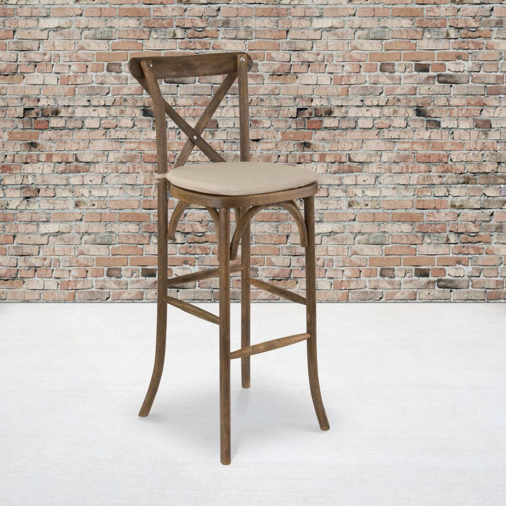 Saturn Contemporary 30 Bar Height Barstool in Brushed Stainless Steel...